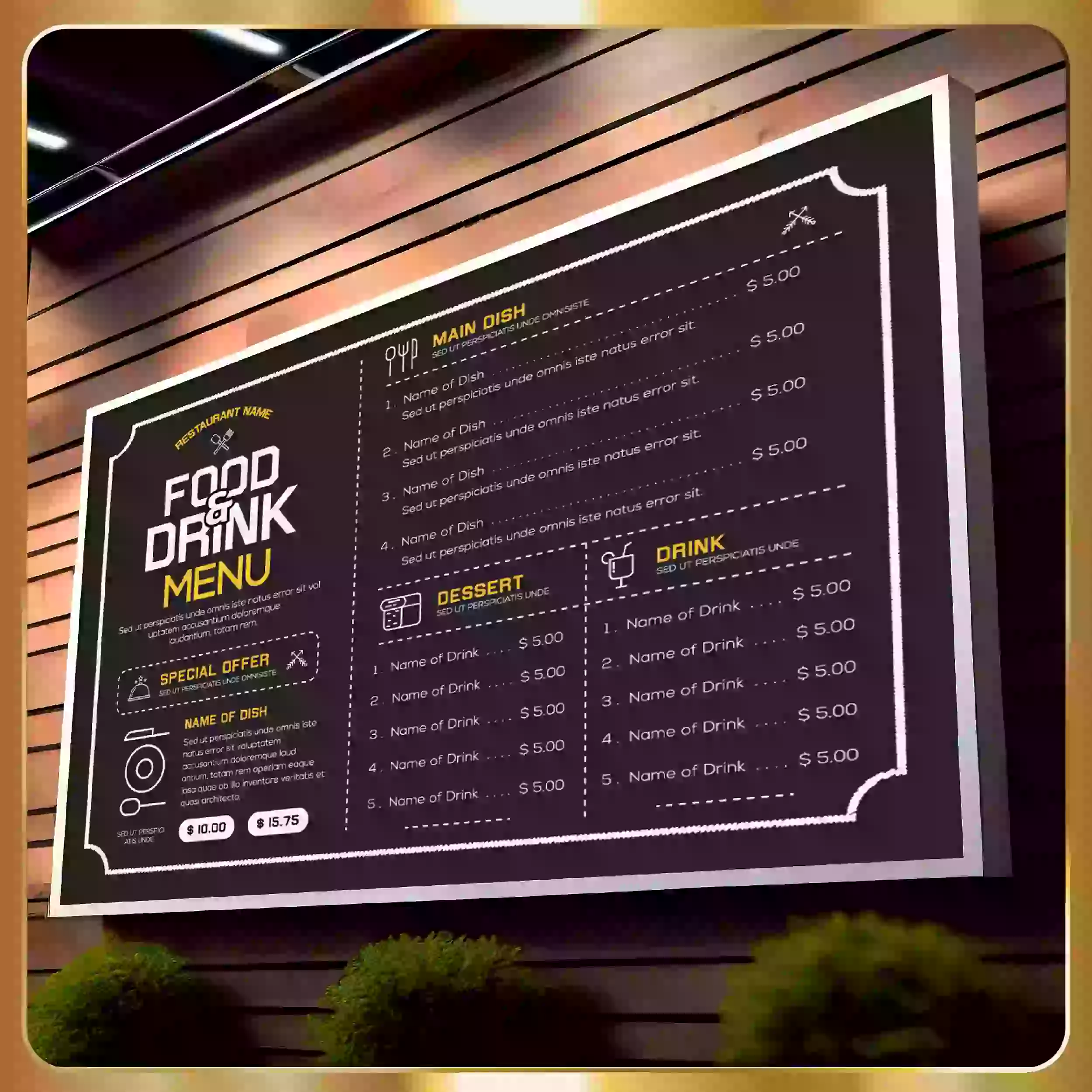 A coffee shop with a menu on the wall.